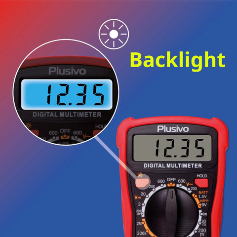 Digital Multimeter from All In One Soldering Kit With 60W Adjustable Iron, 30 In One Tips, showing backlit display at 12.35