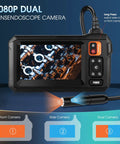 Dual Lens Endoscope 1080P Borescope With 32.8ft Cable And 4.3Inch LCD Screen For Easy Tight Spots, showing dual camera angles