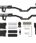 Dope LCG Carbon Fiber Chassis Frame For Axial SCX24 6x6 RC Crawler Upgrade parts spread out including frame and screws.