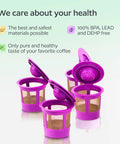 Purple Reusable K Cup Pods For Coffee Nerds Who DIY Their Brews BPA Free Universal Fit For 1.0 And 2.0 Brewers, 4-pack