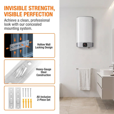 Heavy Duty Water Heater Wall Mount Bracket Kit 2 Pack Hollow Wall Supports For Secure Easy Install DIY Friendly Space Saving Mounting For Home Appliances Durable Metal Brackets For Water Heaters And More, wall-mounted heater