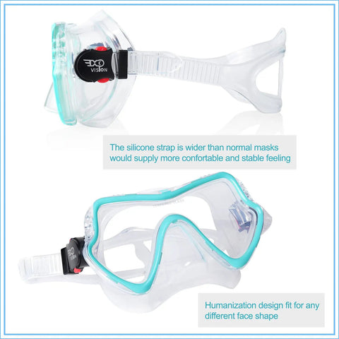 Adult Scuba Diving Mask With Tempered Glass Lens, Snorkel Mask For Freediving, Anti Fog Wide View, Liquid Silicone Seal
