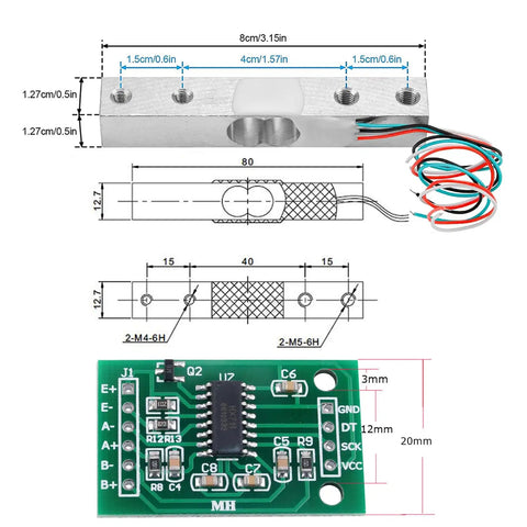 Two Pack 1Kg Load Cell Weight Sensor With HX711 Dual-Channel 24-Bit A D Module For Precise Weighing Aluminum Alloy Pressure Sensor Kit For DIY Scales And Measurement Projects, load cell and PCB