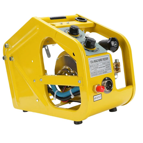 CO2 MAG Welding Machine With Automatic Wire Feeder, yellow steel double drive MIG welder, side view