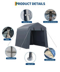 Portable Outdoor Storage Shed With Roll Up Zipper Door And Vent 240G Built Tough Waterproof PE Tarp UV Resistant Carport details