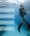 Underwater diver with fins showcasing 4 Pcs 1.1 Lb Scuba Weight Belt With Metal Block Buckle Coated Dive Weights Nylon Belt for free diving.