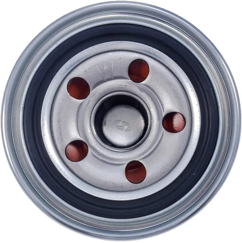 Top view of metal oil filter from Oil Filter And Gasket Set, 6 Pack, Direct Fit OEM Quality Replacement 2630035505 For Hyundai And Kia Engines