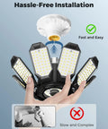 LED Garage Ceiling Light 2 Pack With 8 Plus 1 Adjustable Panels Ultra Bright 14000 Lumen Deformable Fixture For Indoor Workshop Basement Attic Gym Laundry Utility E26 Socket Base installation