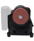 Front view of LiebeWH Cordless Mini Bench Sander Polisher with grinding disc, compact size, designed for precise metal finishing.