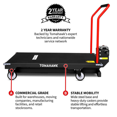 Heavy Duty Electric Scissor Lift Table 59 Inch Height Warehouse Workhorse with stable mobility and 2-year warranty.