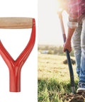 Y Shaped Shovel Handle Replacement With Plastic And Wooden Grips For Garden Digging And Raking Snow Removal Easy To Install