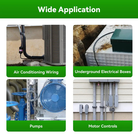 Wide application of Badass Hella Flexible 1/2 X 6Ft Electrical AC Whip Kit in air conditioning, pumps, and motor controls.