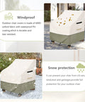 Image of Heavy Duty 600D Waterproof Patio Adirondack Chair Cover 32 W x 35 D x 36 H Inches showing wind and snow protection features.