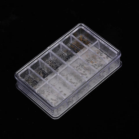 Watch Push Button Washer Set With 12 Sizes Metal Watch Repair Tool Kit in plastic storage box for DIYers and pros