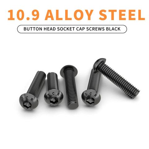 M6 Button Head Socket Cap Screws Set Beefy 8mm 12mm 16mm 20mm 25mm Fully Threaded Grade 10 9 Alloy Steel Black