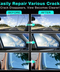 Before and after using Upgraded Nano Glass Windshield Crack Repair Kit 2026 Version For Quick Fixes On Windshields Windows And Mirrors
