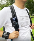 No Fuss All In One Mount Bundle For Chest Harness Head Strap Backpack Clip And Wrist Mount For Insta360 X5 X4 X3 Ace Pro Go3S GoPro Hero 10 9 13 And More in use on backpack outdoors