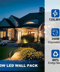 100W LED Full Cut Off Outdoor Wall Pack Light For Security And Safety, 13400LM 5000K, IP65 Waterproof, night garden view