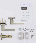 Contemporary Madison Door Lever Passage Satin Nickel Easy Install Reversible Handle set with screws and instructions