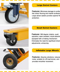 Built Tough Hydraulic Material Lift And Foldable Winch Stacker With Removable Steel Platform features large and small swivel casters.