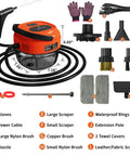 Hi-Temp Handheld Steam Cleaner 2500W With 3 Bar Pressure And 221F Quick Heat 1.7L Tank with accessories including brushes and gloves