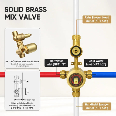 Dope All Metal Brushed Gold Shower System With Eight Inch Rain Head That Keeps Things Rust Free And Looks Absolutely Sick For Any Modern Bathroom Premium Stainless Steel Wall Mounted Faucet Handle And Shower Arm Extension