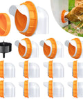 Orange 12 Pack Chicken Feeder Ports With Lids Drill Bit DIY Automatic Poultry Feeder Cups Kit For Barrels No Waste Spillage Reduction