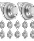 Dope 12 Piece Carbon Steel Swivel Ball Transfer Bearing Set With Two Hole Screw Mount Zinc Plated Finish For Heavy Loads Smooth Rolling Motion And Whisper Quiet Performance In Transmission And Industrial Gear Bases, featuring 12 swivel bearings.