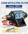 12V Electric Fuel Pump For Gasoline Engines, 5-9 PSI, 35 GPH, 5/16 Inch Inlet And Outlet with pre-filter