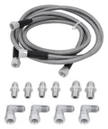 6AN 52 Inch Transmission Cooler Hose Line Kit with dope stainless steel braided PTFE lines and fittings for GM Chevy Ford GMC Buick Cadillac