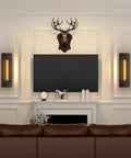 Industrial Black Wall Sconces Set of 2, Vintage Style Bar Lights with E26 E27 Base installed in a modern living room setting