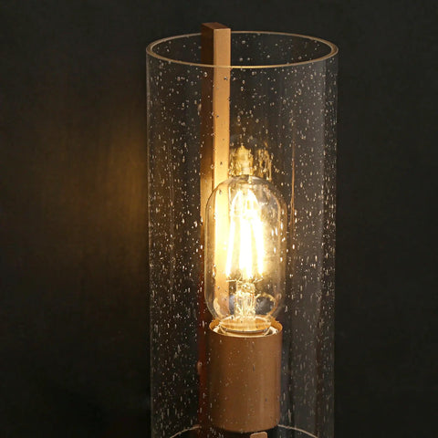 Dope Dark Gold Wall Sconce With Seedy Glass Shade For Bathroom And Hallway, Handmade Textured Gold Finish Vanity Light, Premium Seedy Glass Lamp, 17 Inch High By 5 Inch Wide