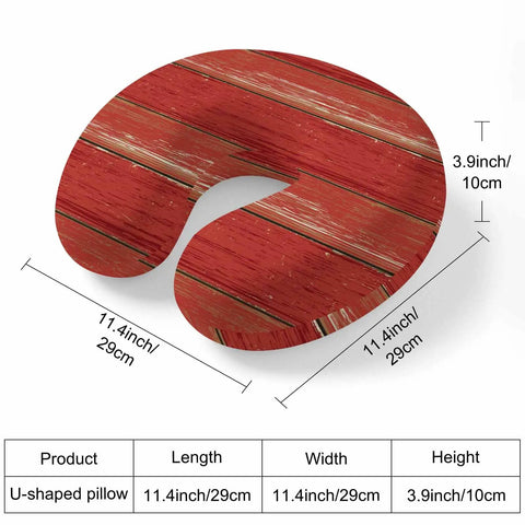 U Shape Memory Foam Travel Pillow With Red Wood Grain Finish For Airplane Rides Car Trips Office Or Home Ergonomic Neck Support