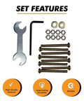Solid As A Rock Replacement Bed Frame Hardware Kit With Heavy Duty Screws And Bolts For Metal Frames No Fuss Assembly Of Headboard And Footboard 42 Piece Set includes wrench, screws, and nuts.