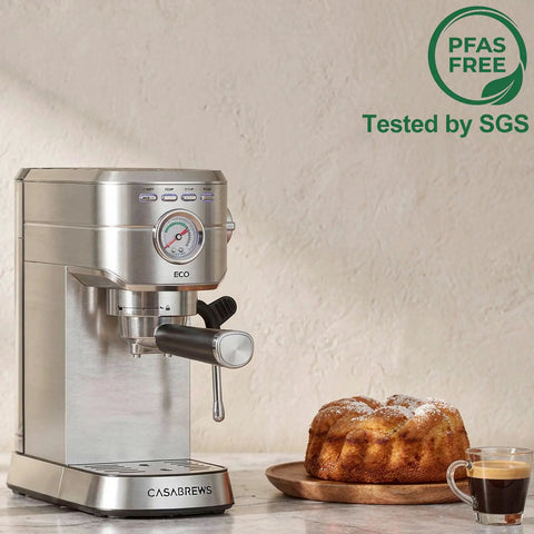 PFAS Free Espresso Machine With Steam Wand And 20 Bar Pressure, Stainless Steel Coffee Maker With 34 Oz Removable Water Tank