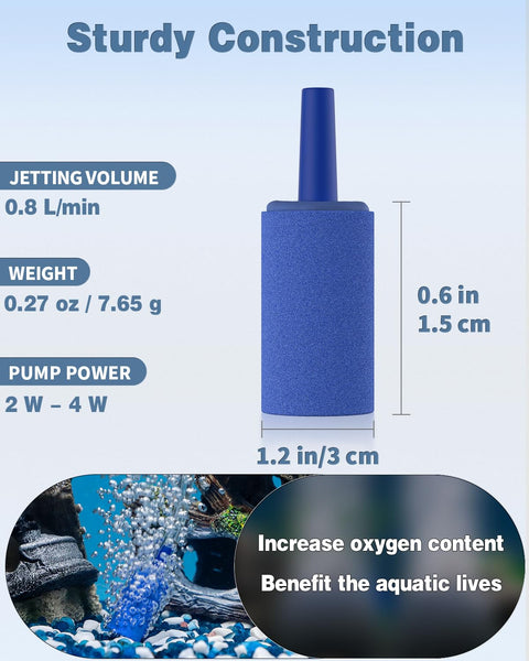 Air Stone Aquarium 1 Inch Cylinder Bubble Diffuser For Nano Pumps And Small Tanks Pack Of 12 with dimensions and features