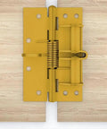 Heavy Duty Self Closing Spring Hinges For Doors And Gates No Brainer Install And Smooth Auto Close For Home And Commercial Use Sturdy Steel Construction Built To Last Reliable Hinged Hardware, yellow steel spring hinge on wood door