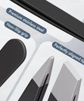 Close-up of Two Pack Eyebrow Tweezers Set Dope Slant And Point Tip Stainless Steel Pro Grade Precision Tweezers with labels