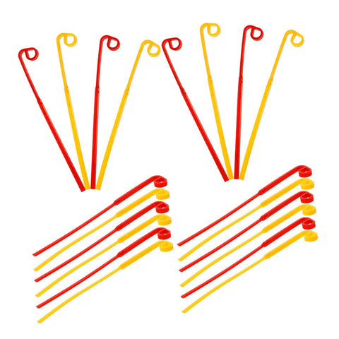 20 Pack Durable Plastic Grass Mower Blades Replacement for Lawn Care and Garden Jobs, red and yellow blades displayed