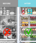 Before and after of fridge organization featuring Egg Drawer Organizer For Refrigerator, Easy Access Egg Trays for neat storage.