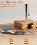 Bedside Lamp With USB C And USB A Ports 3 Color Modes From 2700K To 5000K Pull Chain Nightstand Table Lamp charging phone