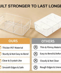 Clear Pantry Organizers And Storage Bins With Quick Adjust Dividers, Super Sturdy Fridge Containers for Kitchen Shelving, showing comparison with sturdy design.