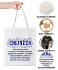 Canvas Tote Bag for Women Engineers Dope Reusable Grocery Shopping Work Travel Tote with Engineering Theme Gift White Durable Lightweight Everyday Carryall with engineering definition print.
