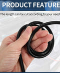 Silicone Vacuum Tubing Hose For Automotive High Temperature Black Hella Durable 6.6 Feet Long 3 Sixteenth Inch Inner Diameter 4mm ID 2.5mm Wall Thickness Universal Fit For Ford Cars Trucks Marine And More being held in hand showing flexibility.