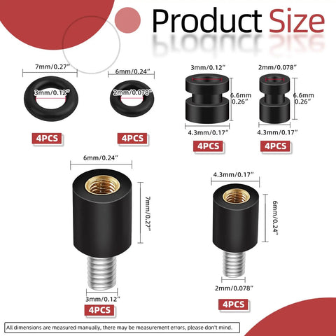 24 Piece M2 M3 Flight Controller Anti Vibration Standoff Screw Kit Featuring Heavy Duty Rubber Damper Balls And Flat Cushion Washers size chart