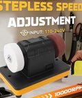 Fafeicy Mini Bench Grinder 3 Inch, Cordless With Variable Speed Control, showing dual grinding wheels and speed adjustment feature.