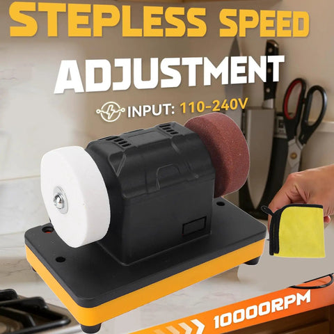 Diydeg 3-Inch Cordless Mini Bench Grinder With Variable Speed Motor And Adjustable RPM, compact design for metal and wood grinding.