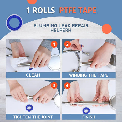 Heavy Duty PTFE Plumbers Tape For Sealing Threads On Water Pipes And Shower Heads One Roll Thick High Density 1/2 Inch Wide By 520 Inches Long Premium Thread Sealant To Prevent Leaks And Improve Plumbing Performance shown in use