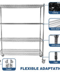5-Tier Steel Wire Shelving Unit With Wheels For Garage And Workshop Storage, 70.87 by 59.76 by 23.98 Inches, detail view.