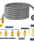 Coiled Three Eighths Inch ID Natural Gas Hose With Quick Connect For Low Pressure Propane To Natural Gas Conversion Kit Twelve Foot